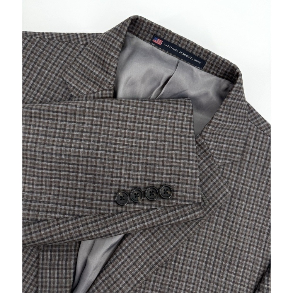 Hart Schaffner Marx Sport Coat Mens 42R Gray Check‎ Wool Blazer Jacket Made USA
